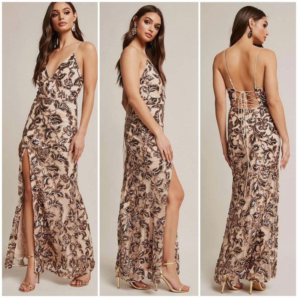 HOSTPICK🎉 Soieblu Sheer Floral Sequin Maxi Dress